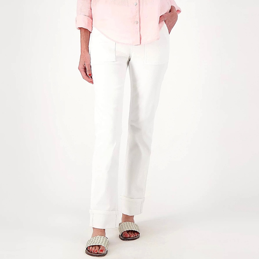 White Denim Straight Leg Easy Stretch Utility Jean